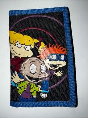 Vintage 2000 Rugrats Trifold Wallet Nickelodeon Angelica Tommy Chuckie Blue